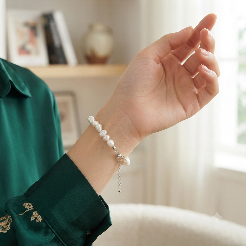 Freshwater Pearl Bracelet – 4mm Baroque Pearls, Stainless Steel Clasp