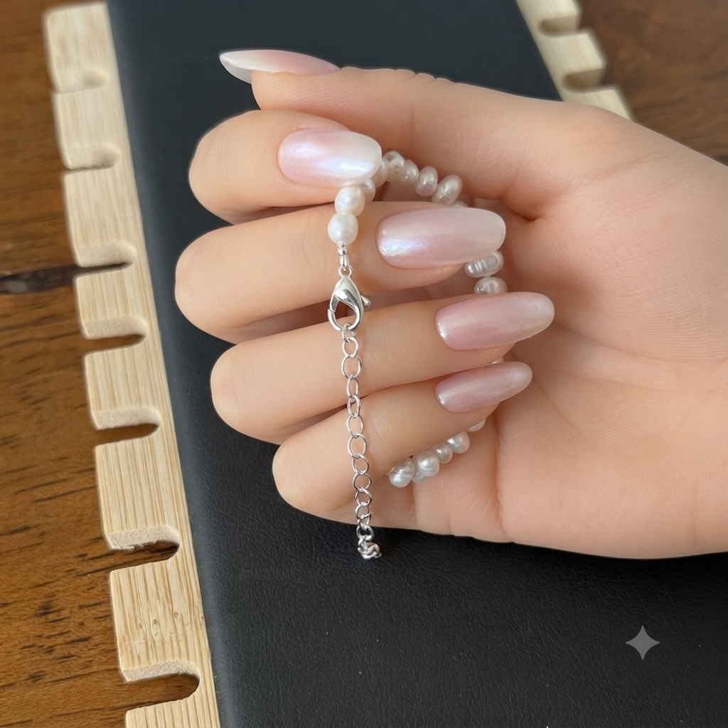 Freshwater Pearl Bracelet – 4mm Baroque Pearls, Stainless Steel Clasp