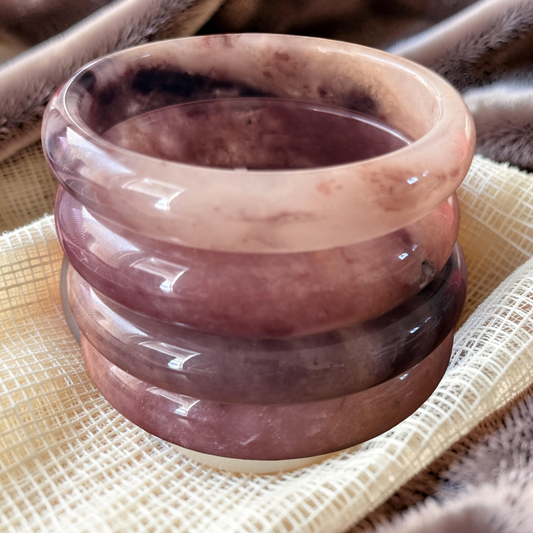 Natural Pink Plum Jade Bangle · Solid Crystal Bracelet · Healing Gemstone Bangle · Plus Size Jewelry · Unique Gift for Her