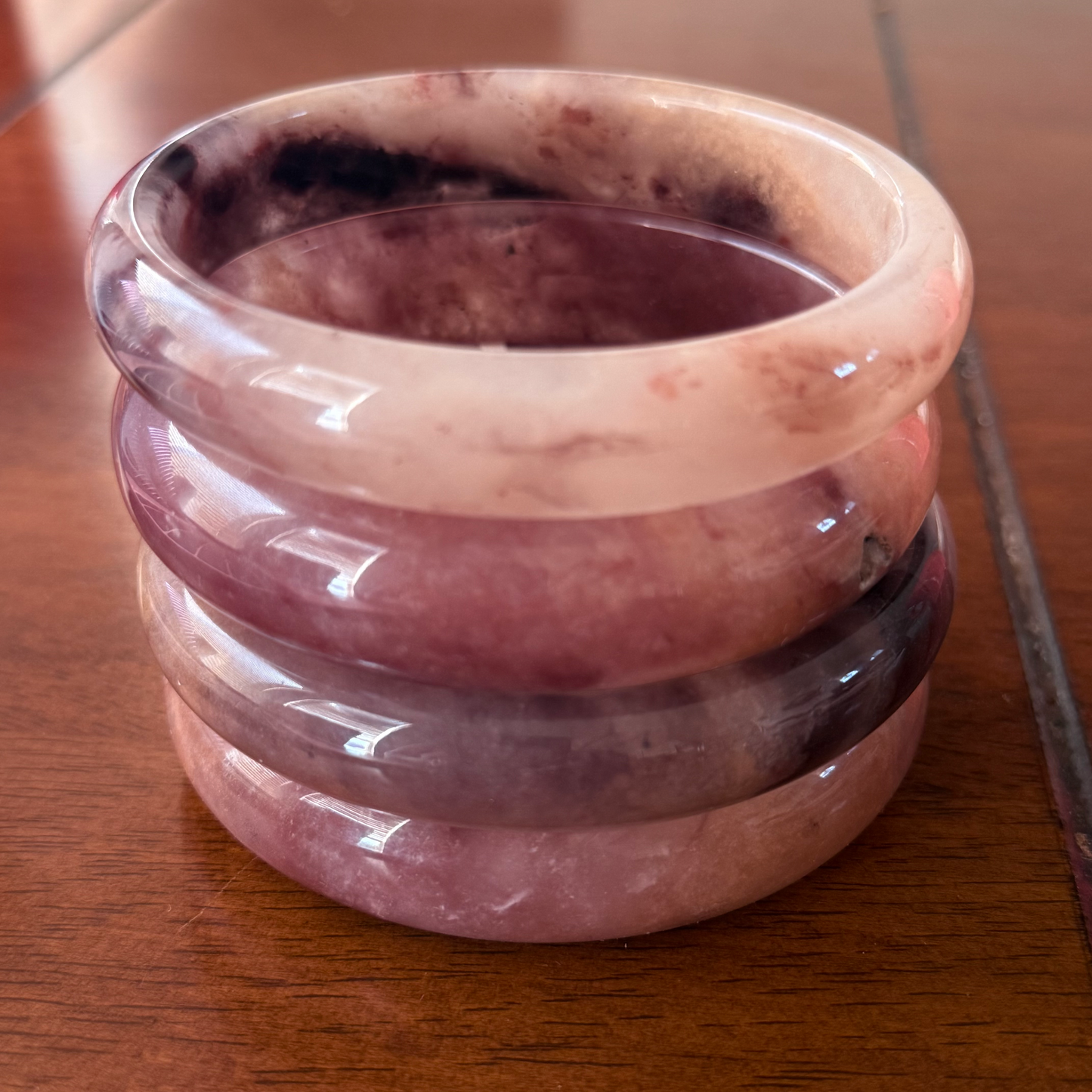 Natural Pink Plum Jade Bangle · Solid Crystal Bracelet · Healing Gemstone Bangle · Plus Size Jewelry · Unique Gift for Her