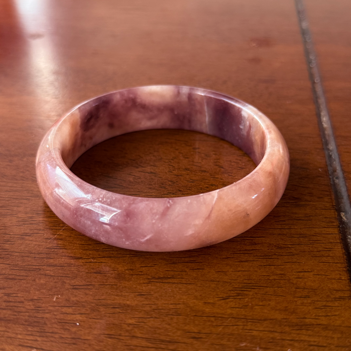 Natural Pink Plum Jade Bangle · Solid Crystal Bracelet · Healing Gemstone Bangle · Plus Size Jewelry · Unique Gift for Her