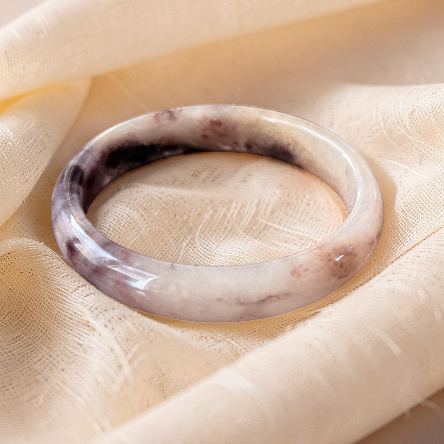 Natural Pink Plum Jade Bangle · Solid Crystal Bracelet · Healing Gemstone Bangle · Plus Size Jewelry · Unique Gift for Her