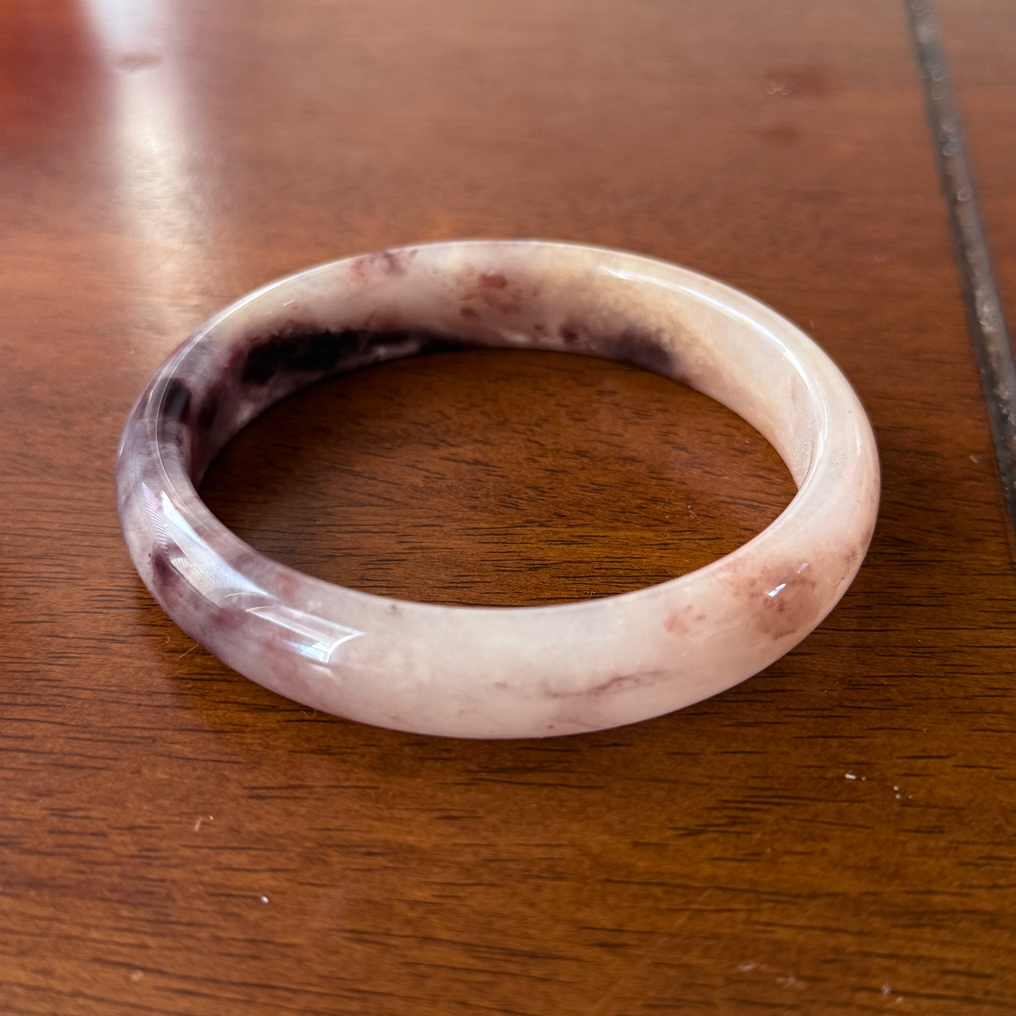 Natural Pink Plum Jade Bangle · Solid Crystal Bracelet · Healing Gemstone Bangle · Plus Size Jewelry · Unique Gift for Her