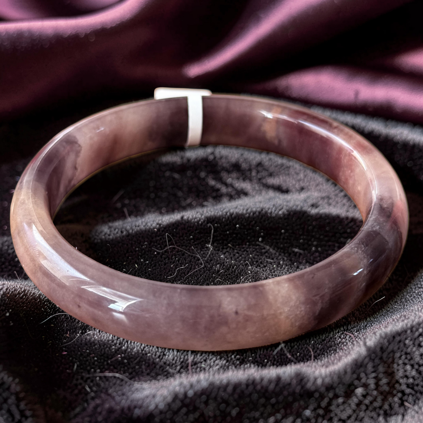 Natural Pink Plum Jade Bangle · Solid Crystal Bracelet · Healing Gemstone Bangle · Plus Size Jewelry · Unique Gift for Her
