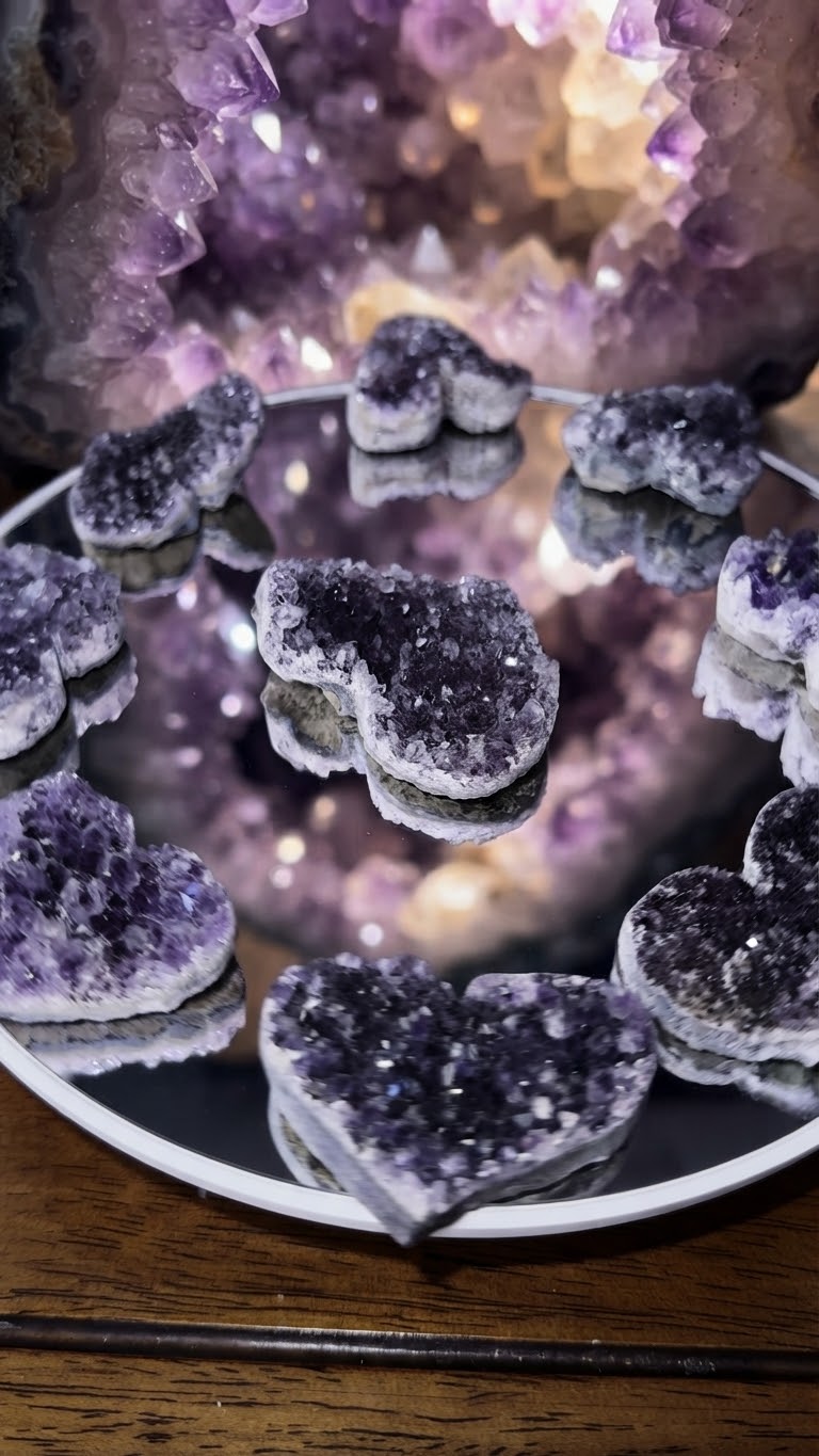 Amethyst Druzy Heart Cluster