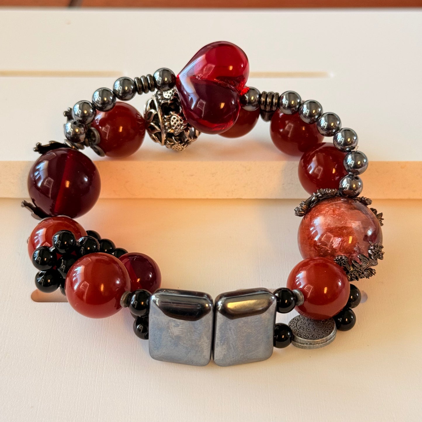 Ember Glow Fire Quartz & Carnelian Bracelet