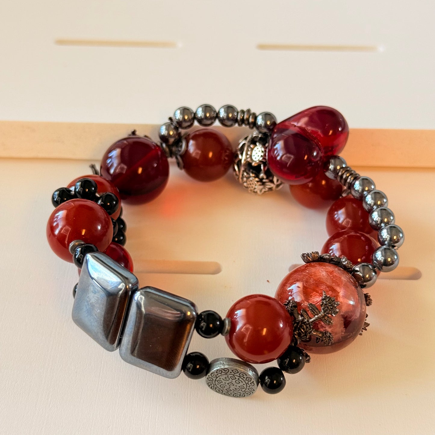 Ember Glow Fire Quartz & Carnelian Bracelet