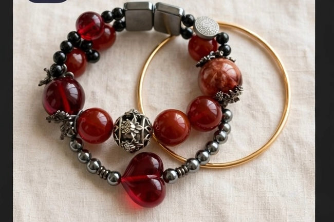 Ember Glow Fire Quartz & Carnelian Bracelet