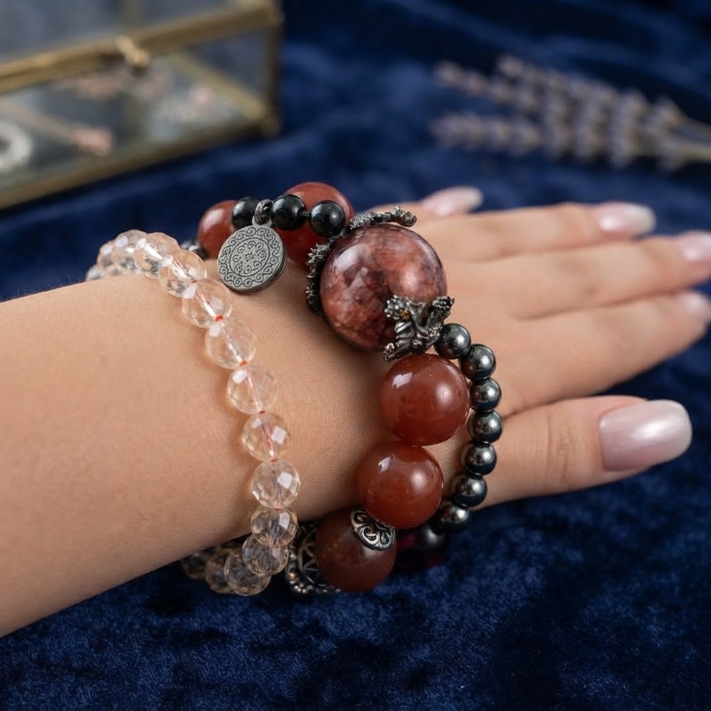 Ember Glow Fire Quartz & Carnelian Bracelet
