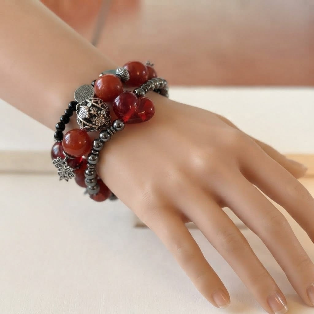 Ember Glow Fire Quartz & Carnelian Bracelet