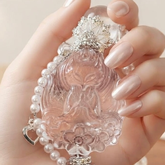 Clear Quartz Praying Fox Carving Bracelet | 7 Inches