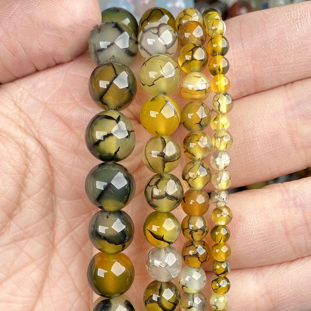 Natural Agate Round Beads - DIY Jewelry Making Loose Beads (4mm-12mm)