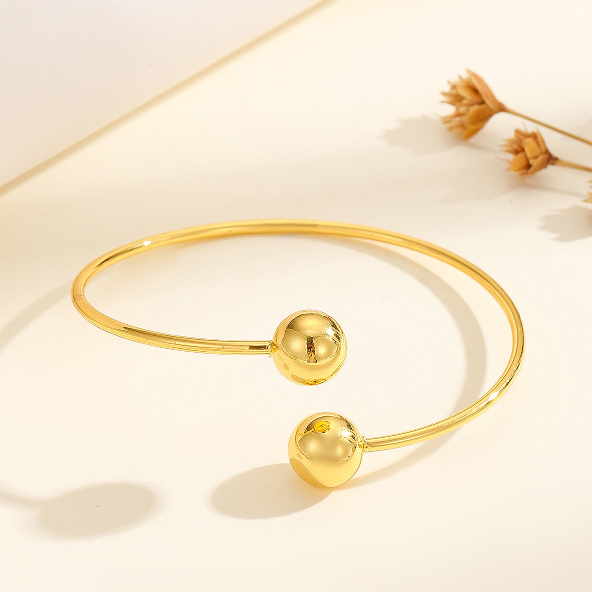 Duality Arc: Gold-Plated Open Cuff Bracelet