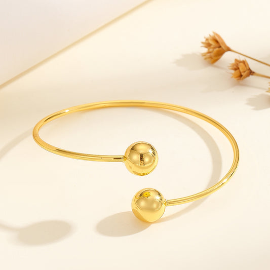 Duality Arc: Gold-Plated Open Cuff Bracelet