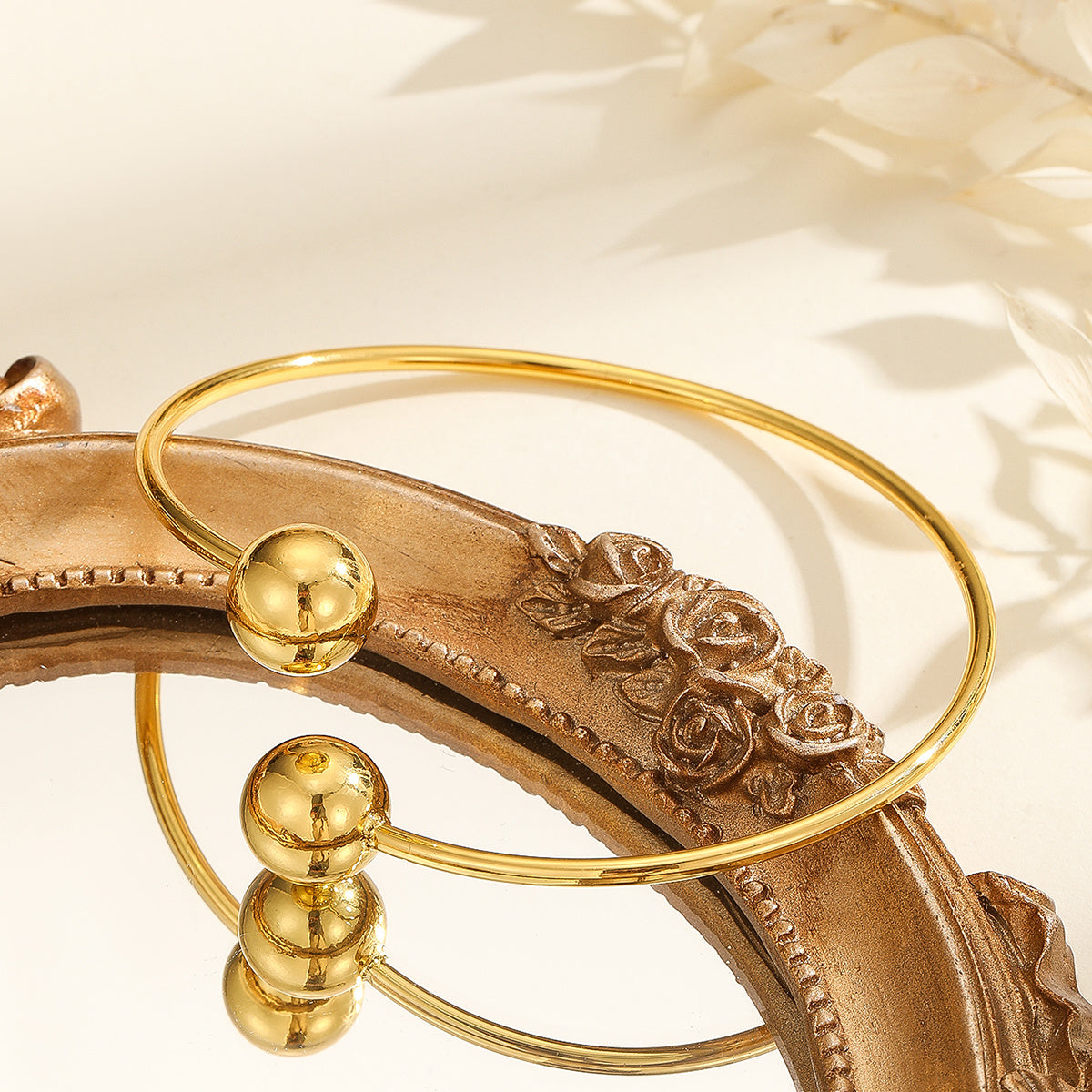 Duality Arc: Gold-Plated Open Cuff Bracelet