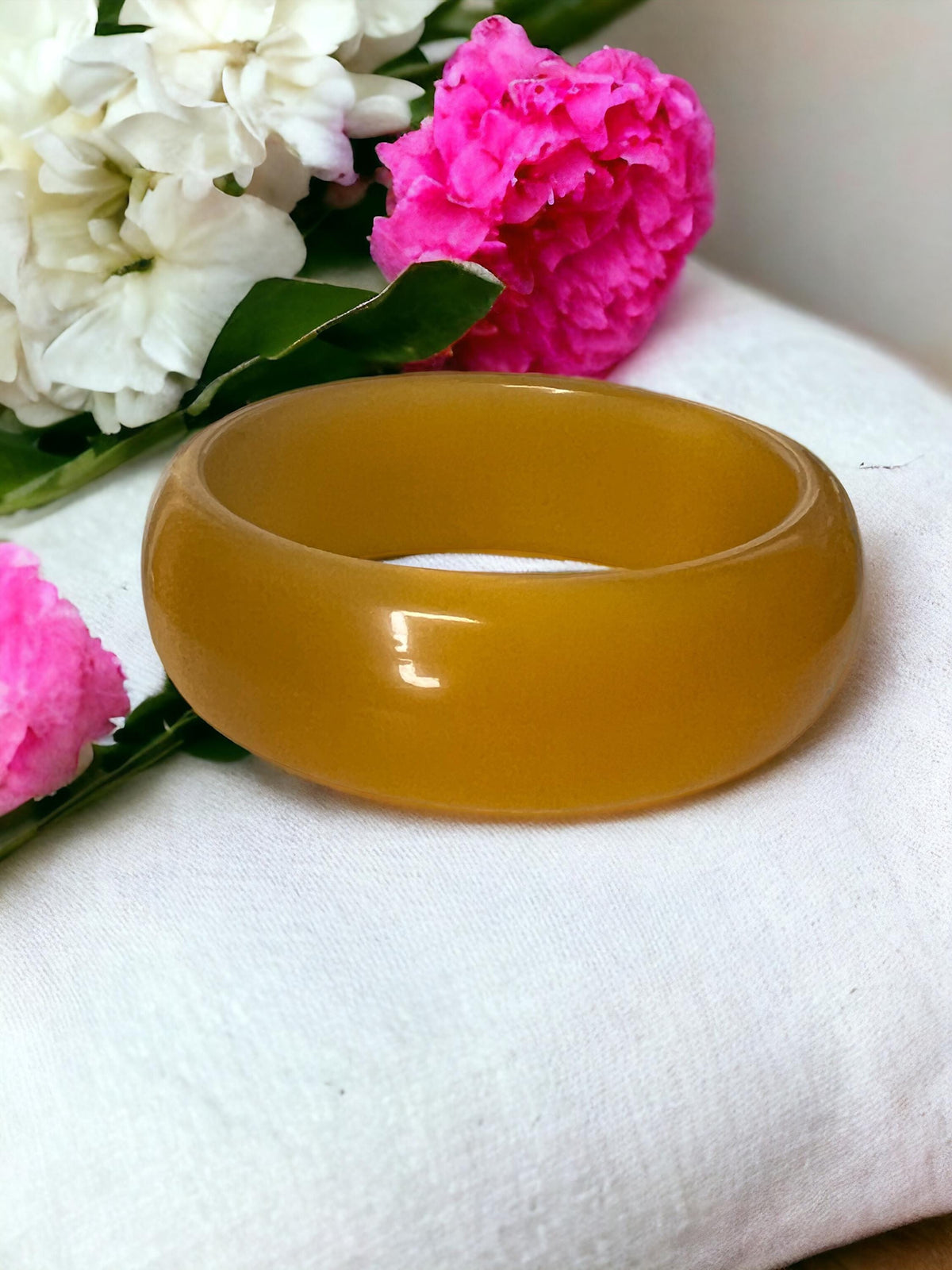 Cat Eye Jade Bangle Bracelet Thick 22mm| Crystal Bangle | Sakura Bracelet | Elegant Wristwear | Gift for Her | Crystal Bracelet for Women