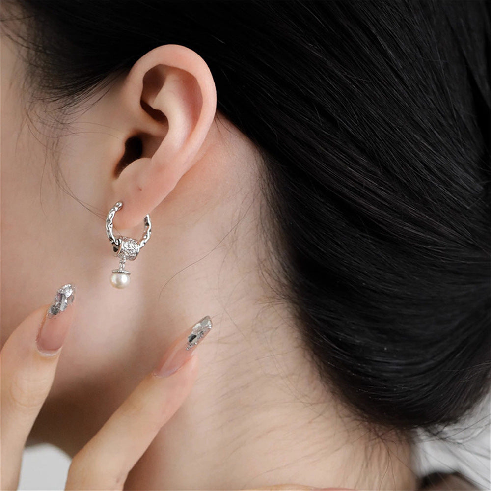 Geometric Pearl Drop Earrings - Electroplated Copper Fashion Earrings