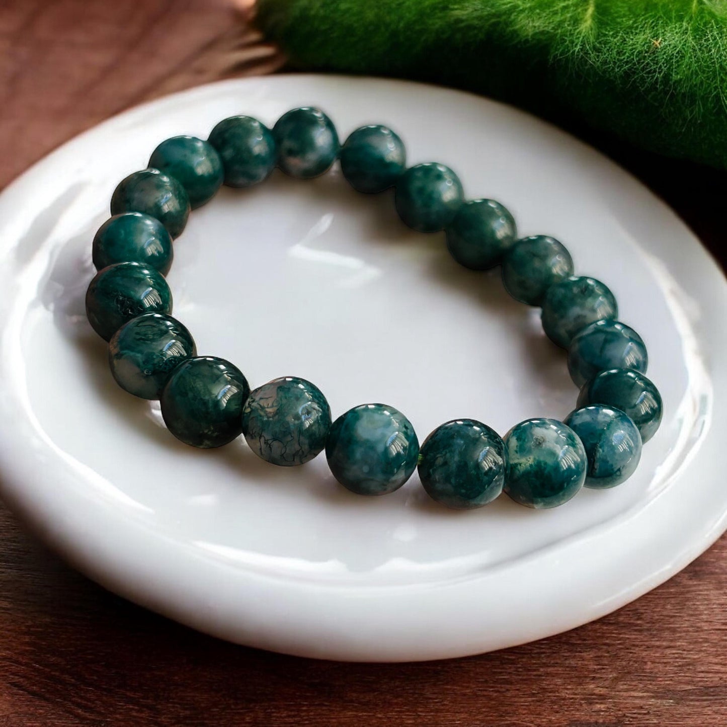 Verdant Earth: Moss Agate Beaded Bracelet
