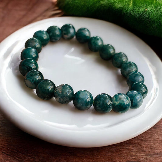 Verdant Earth: Moss Agate Beaded Bracelet