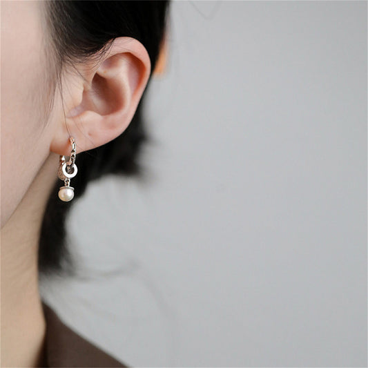 Geometric Pearl Drop Earrings - Electroplated Copper Fashion Earrings