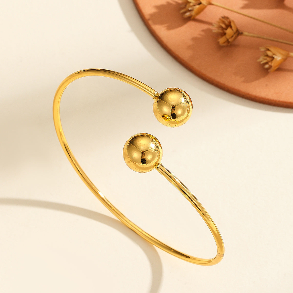 Duality Arc: Gold-Plated Open Cuff Bracelet