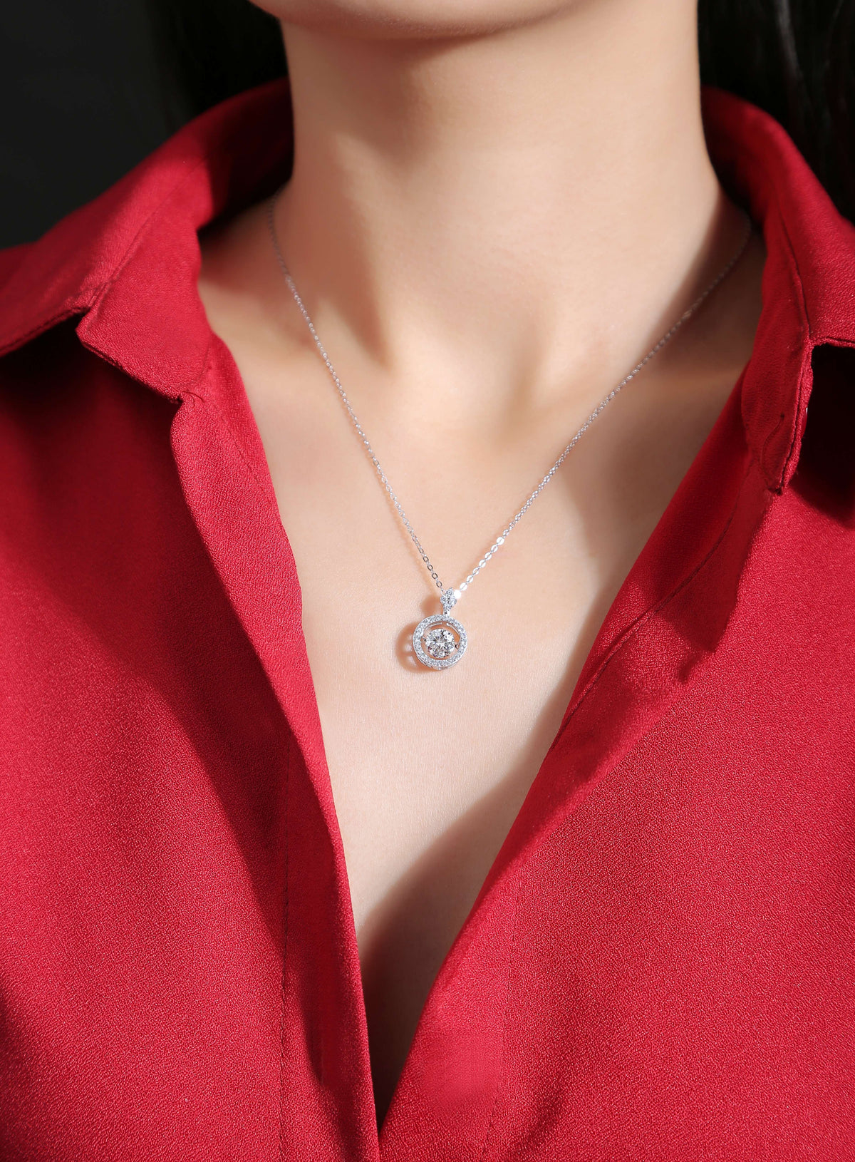 Trendy Jewelry Necklace Pendant Set With 1-carat Moissanite S925 Sterling Silver And Platinum Plating