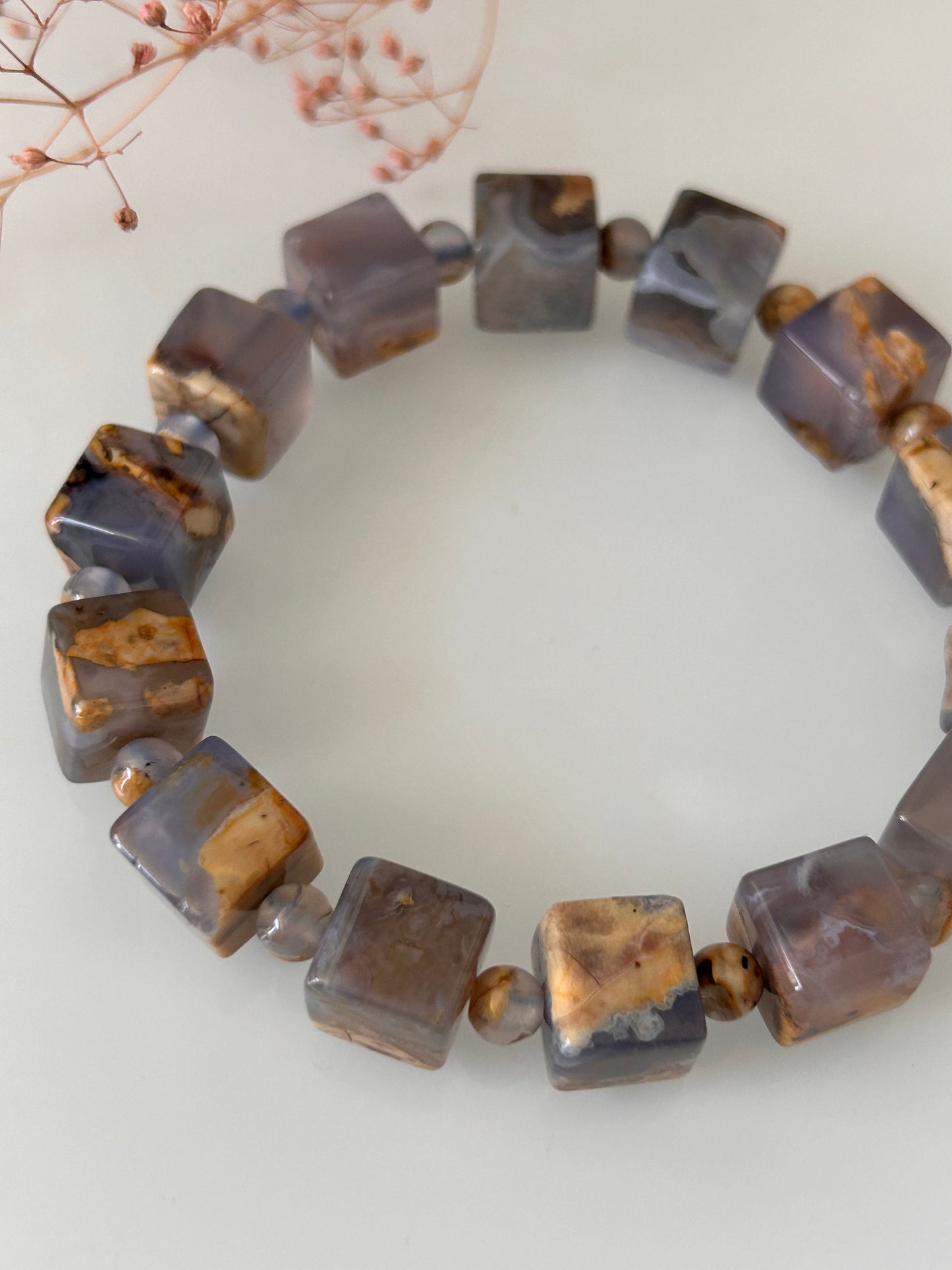 Blue Lace Agate Bracelet for Calming & Stress Relief