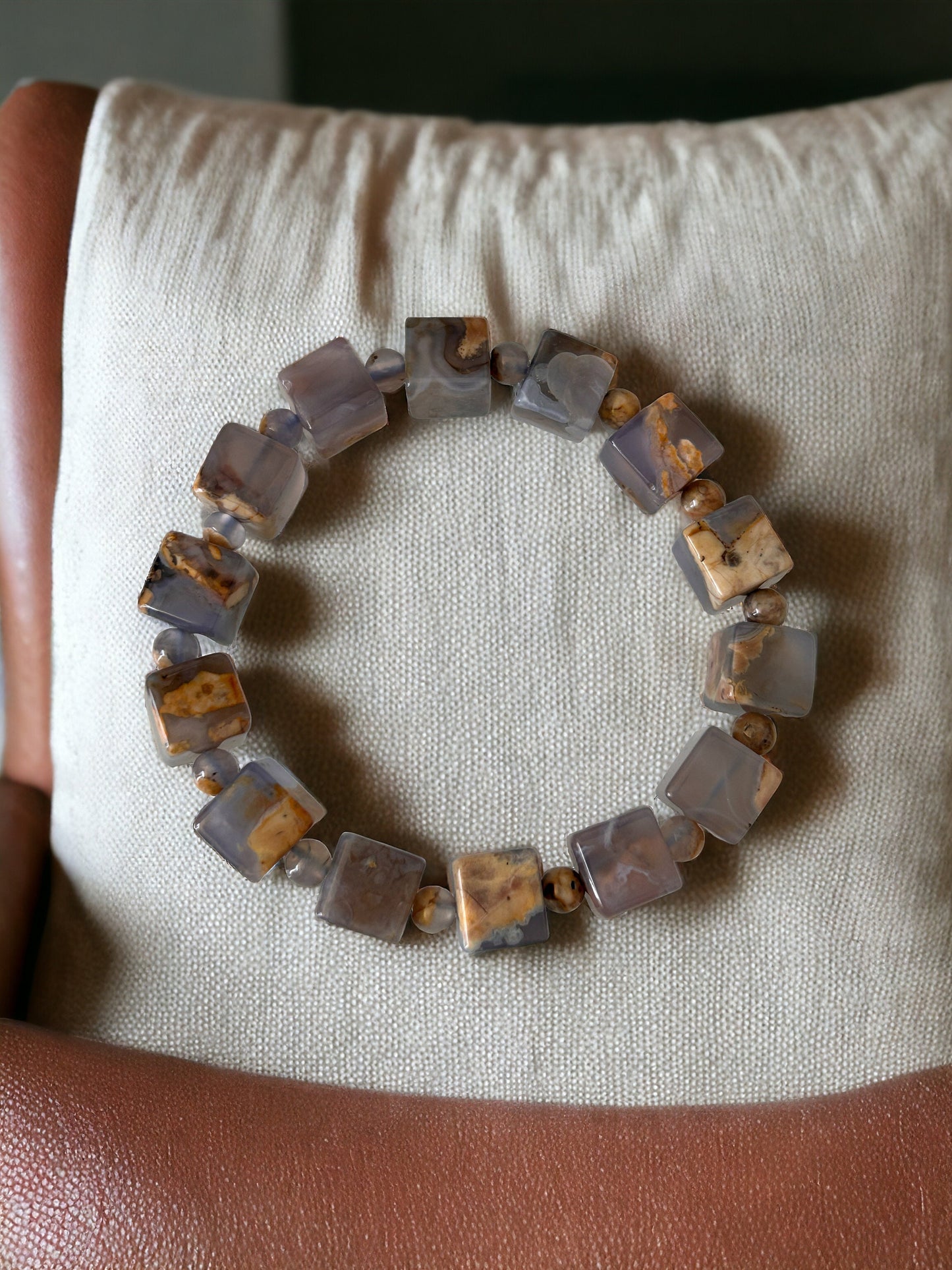 Blue Lace Agate Bracelet for Calming & Stress Relief