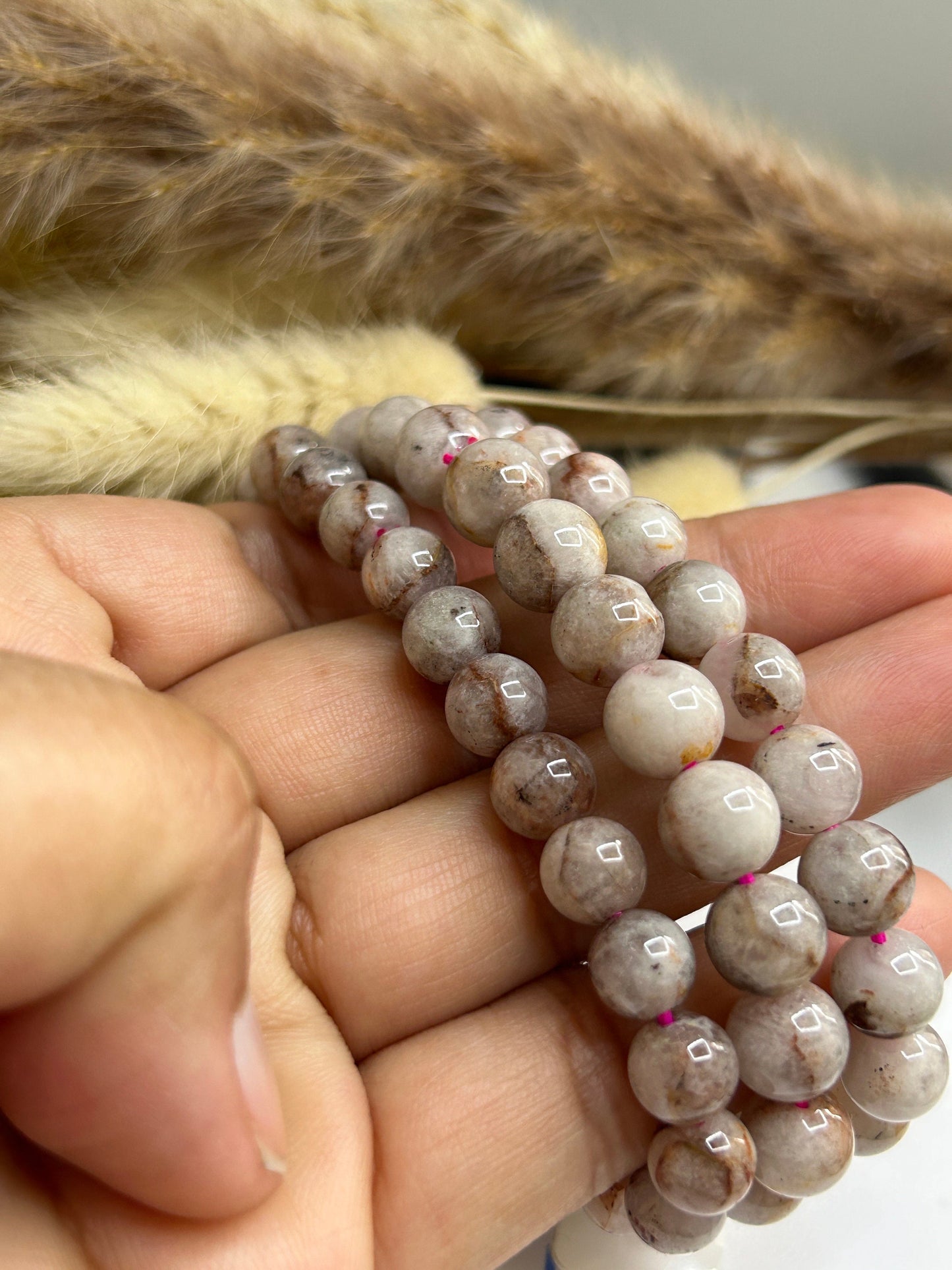 1 pcFlower Blossom Agate Bracelet: Handmade Gemstone Bead Bracelet