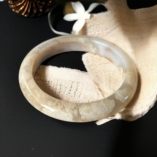 Sakura Flower Agate Bangle Bracelet: For Growth & New Beginnings
