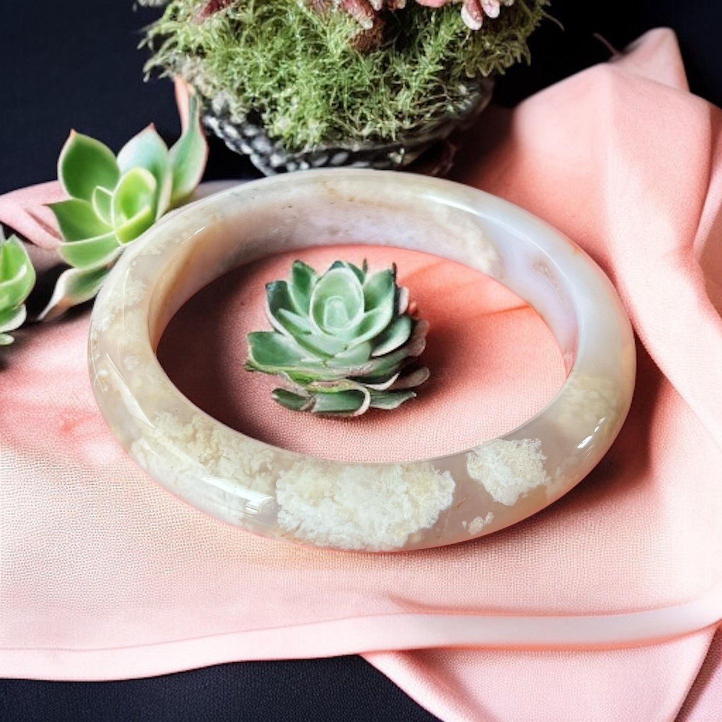Sakura Flower Agate Bangle Bracelet: For Growth & New Beginnings