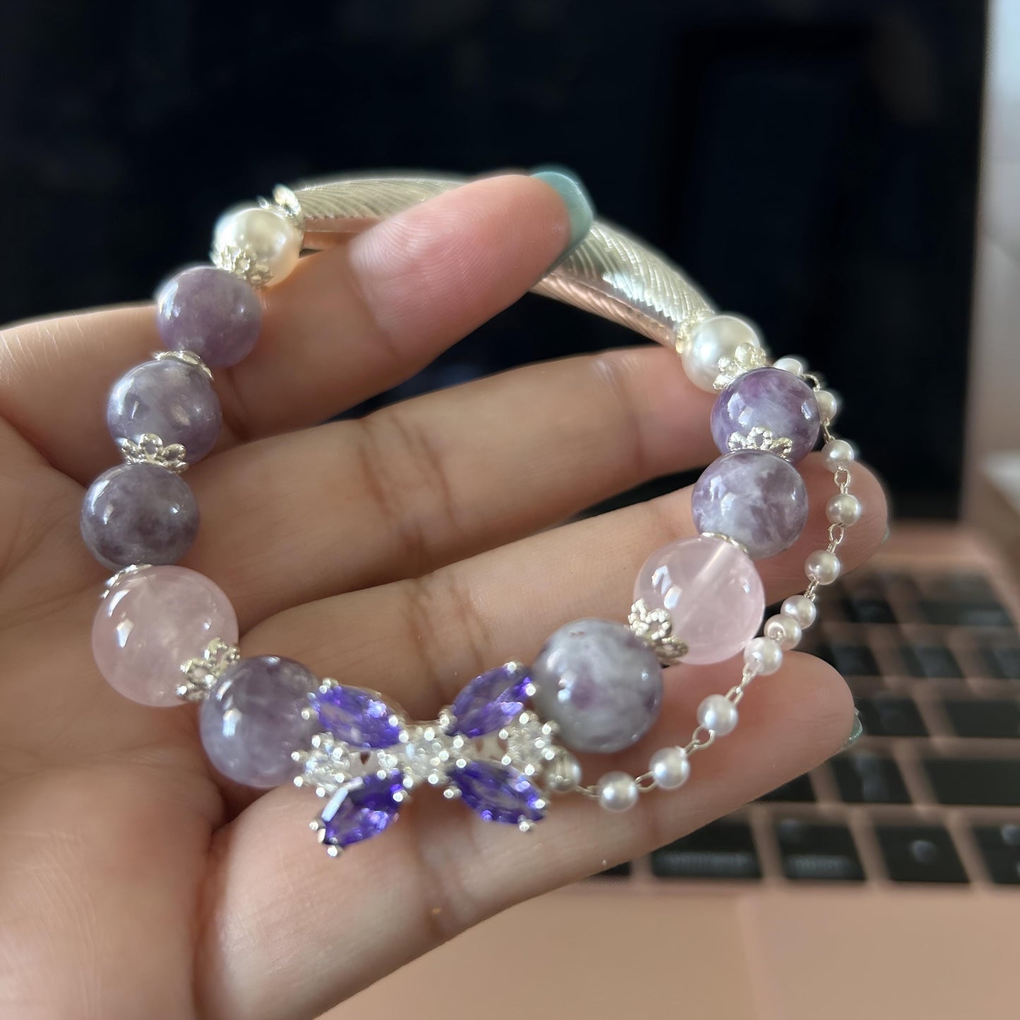 Handmade Natural Gemstone Beaded Bracelets with Silver Accents – Crystal Healing Jewelry