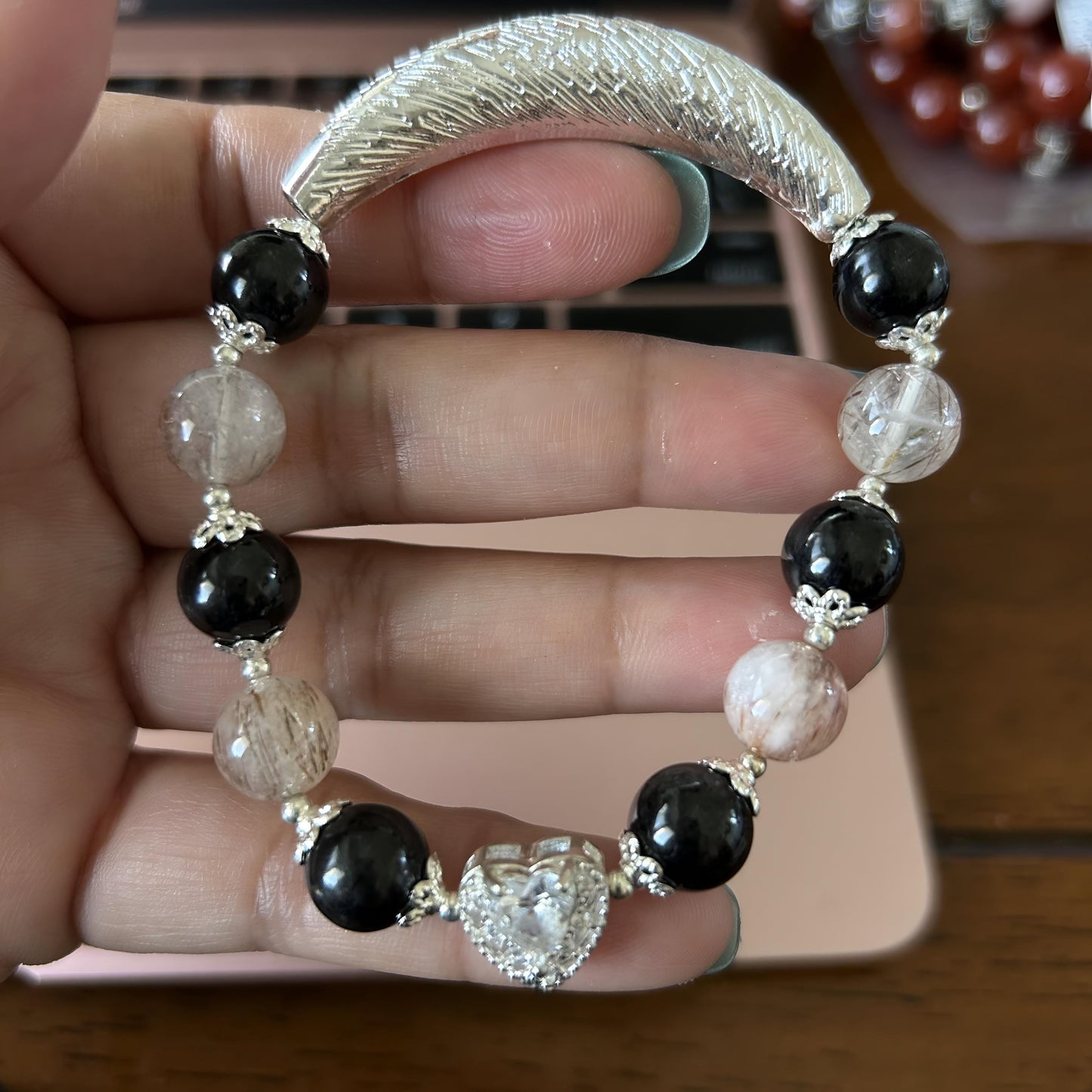 Handmade Natural Gemstone Beaded Bracelets with Silver Accents – Crystal Healing Jewelry