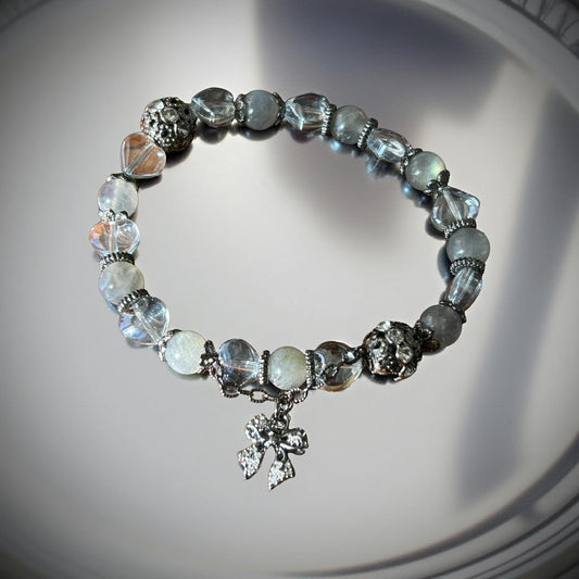 Blue Moonstone Bracelet with Silver Accents – Healing Crystal Jewelry for Intuition & Protection