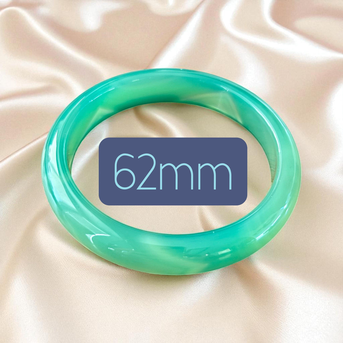 Translucent Green Agate Bangle 14.6 mm Thick, Natural Look