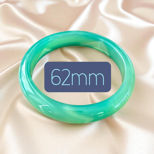 Translucent Green Agate Bangle 14.6 mm Thick, Natural Look