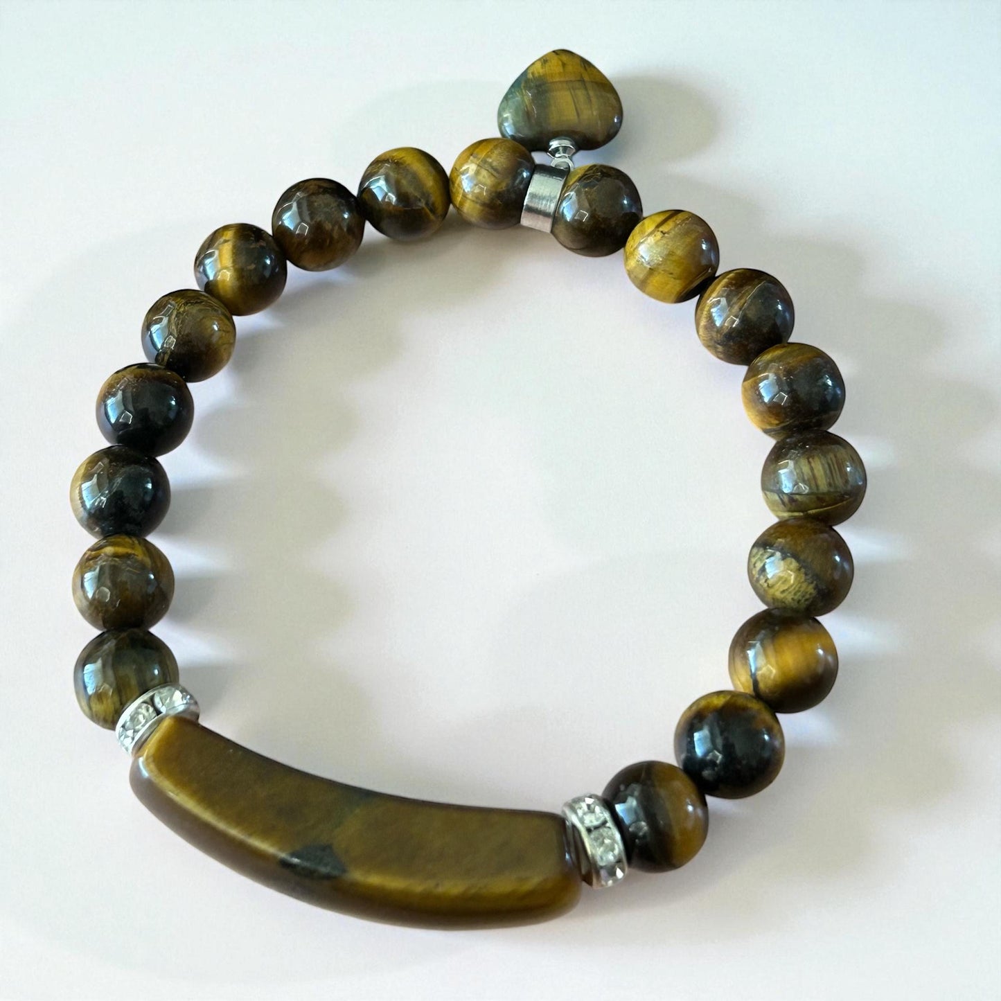 Natural Gemstone Bar Bead Bracelet, Bangle Bracelet