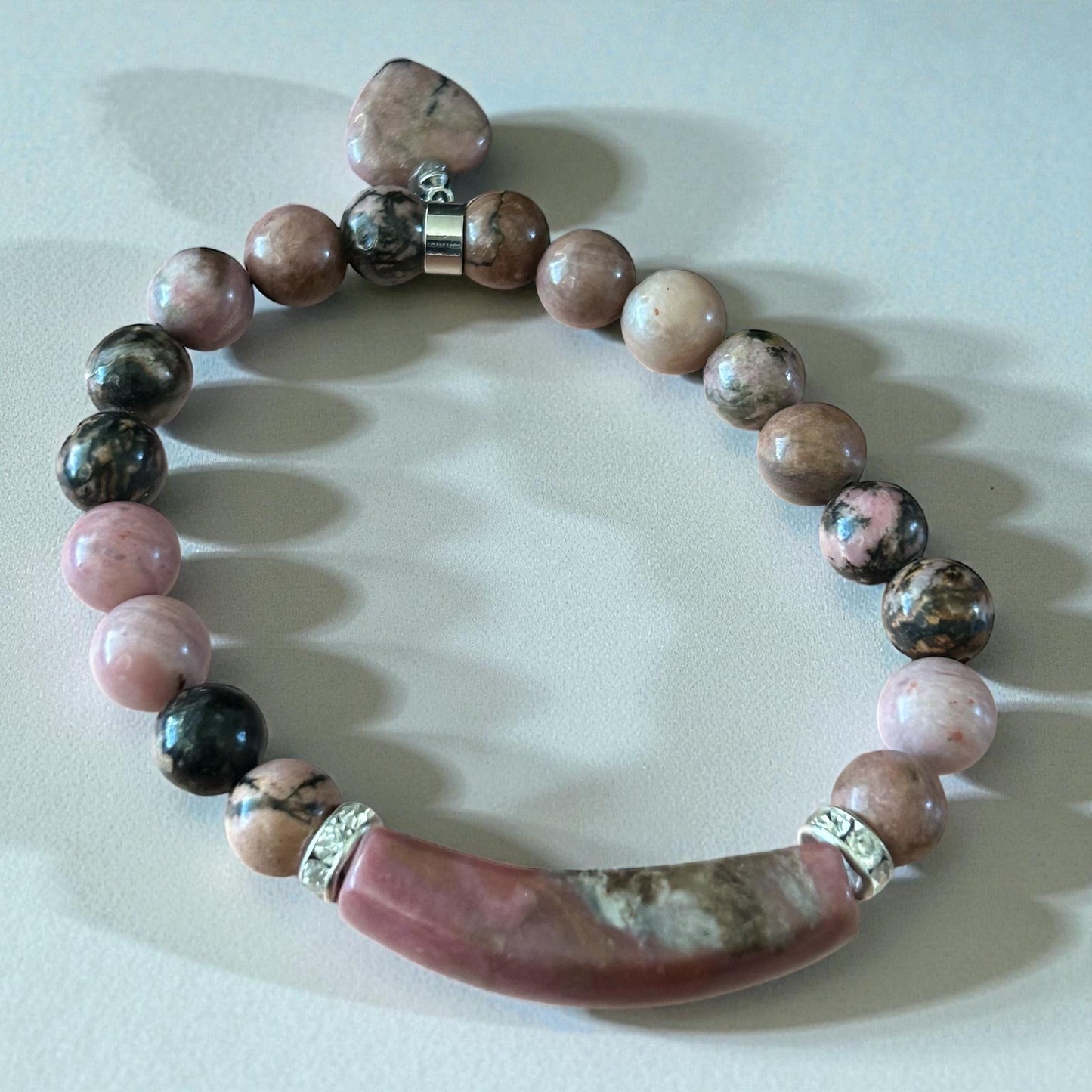 Natural Gemstone Bar Bead Bracelet, Bangle Bracelet