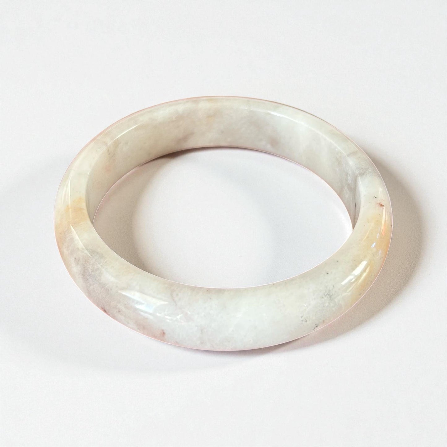 1pc Nephrite Jade Bangle (65mm) – Creamy White & Blush Stone jade bangle bracelet