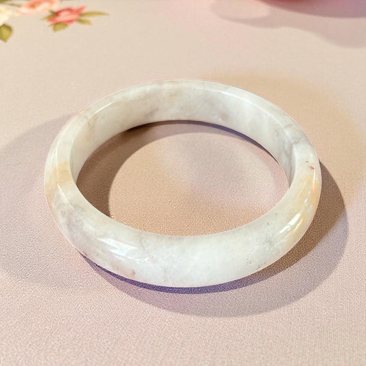 1pc Nephrite Jade Bangle (65mm) – Creamy White & Blush Stone jade bangle bracelet