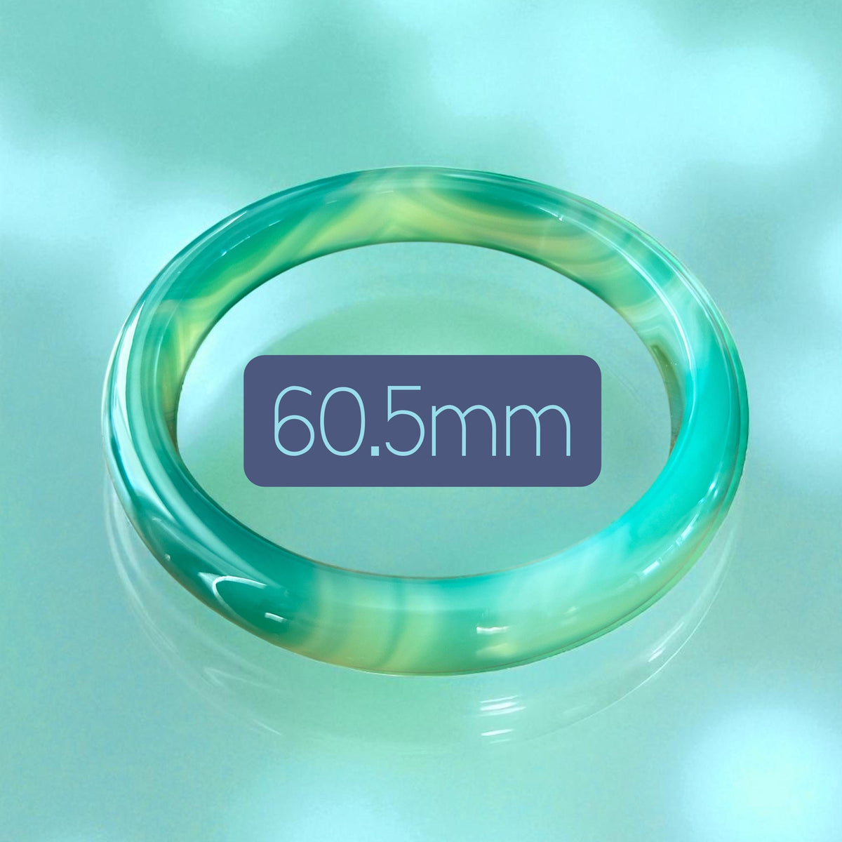 Translucent Green Agate Bangle 14.6 mm Thick, Natural Look