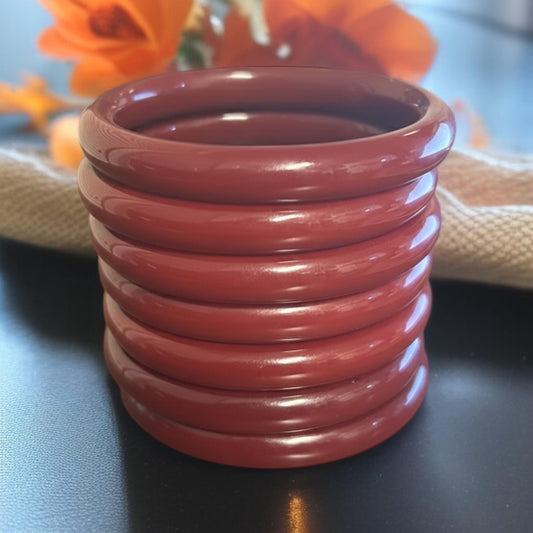 Wine Red Chalcedony Agate Bangle Bracelet