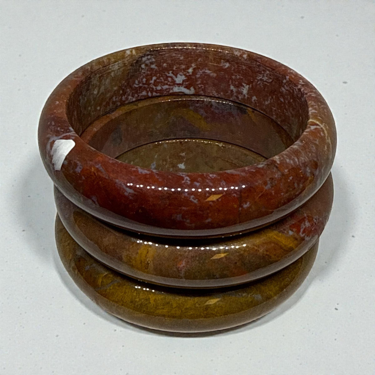 Polychrome Jasper Bangle Bracelet Madagascar Earth Tone Stone 60–62mm