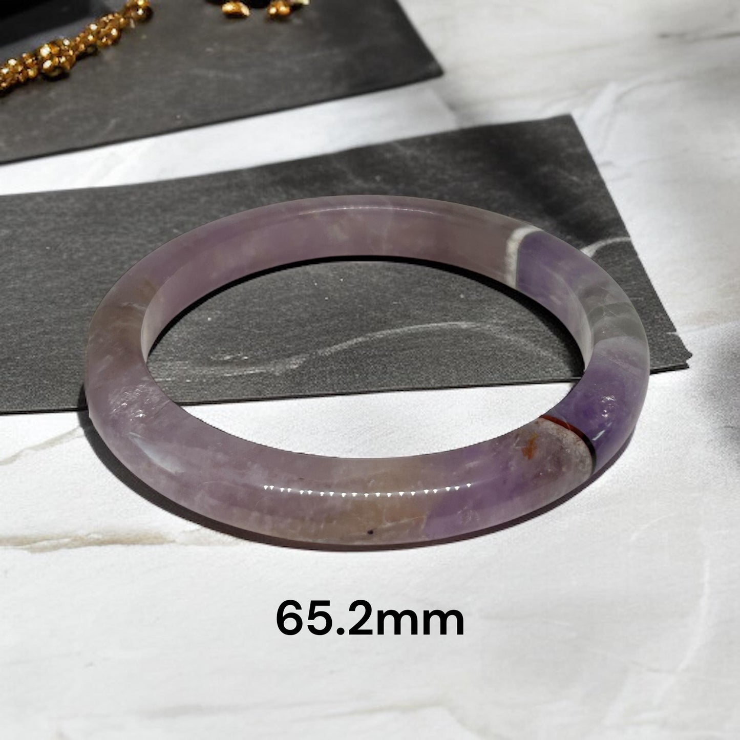 Amethyst Lace Bangle, Natural Purple Banded Agate Bracelet