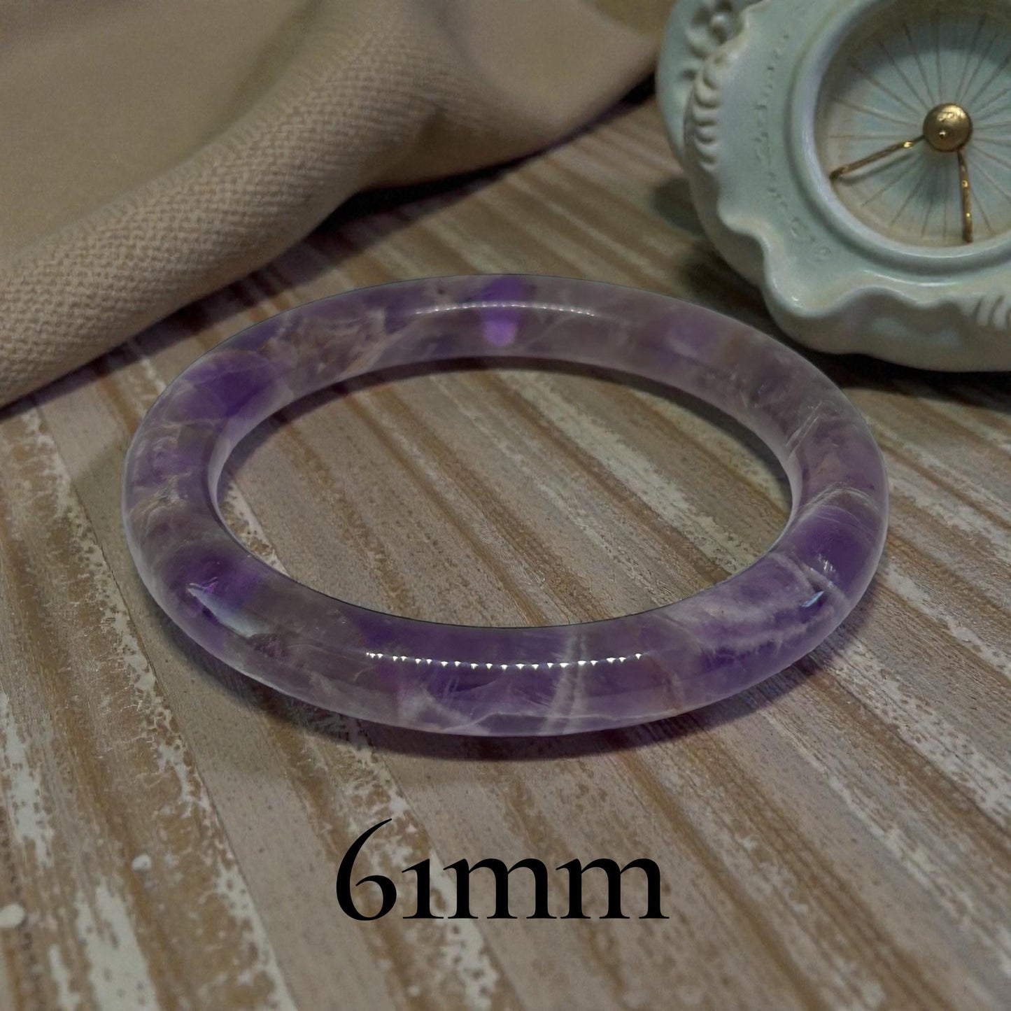 Amethyst Lace Bangle, Natural Purple Banded Agate Bracelet
