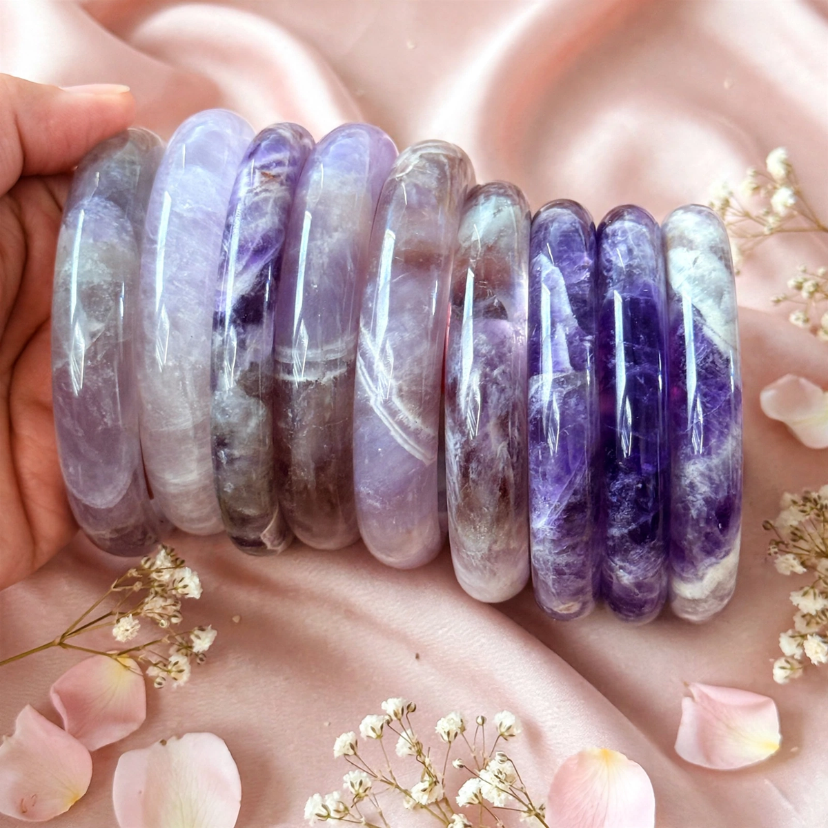 Natural Amethyst Crystal Bangle