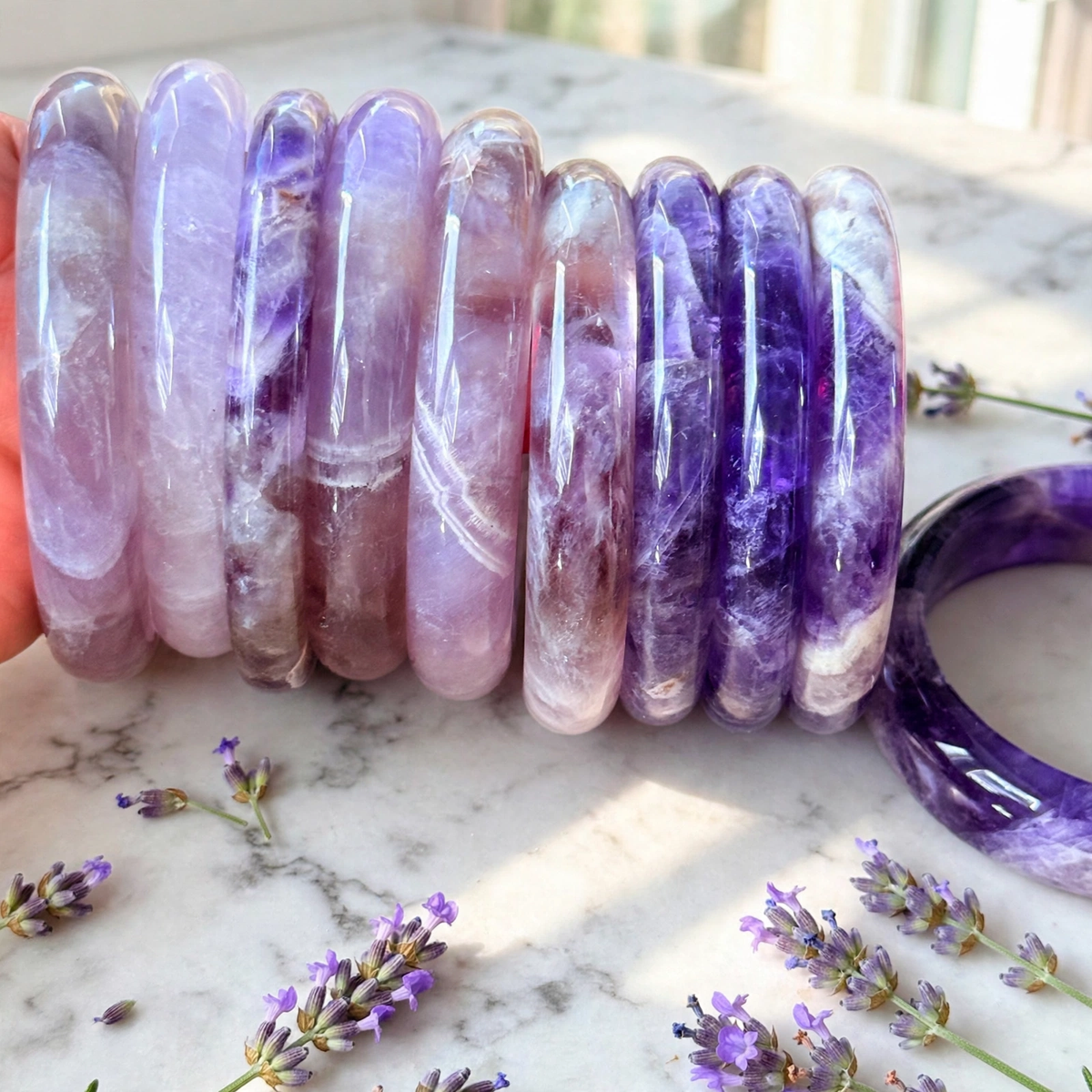 Natural Amethyst Crystal Bangle
